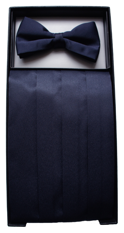 Navy Blue Cummerbund & Bow Tie Set